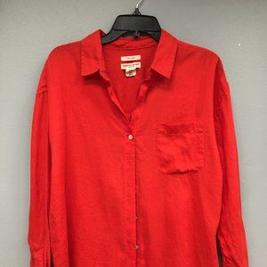 Red/Orange Christian Siriano Button Long Sleeve